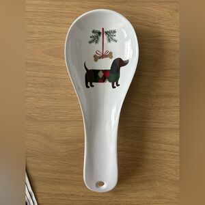 Dachshund Christmas White Spoon Rest